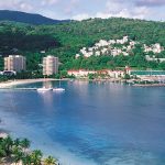 View of Jamaican resort coastline