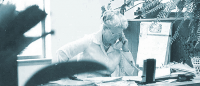 Founder Mary Revas-Larson at her desk